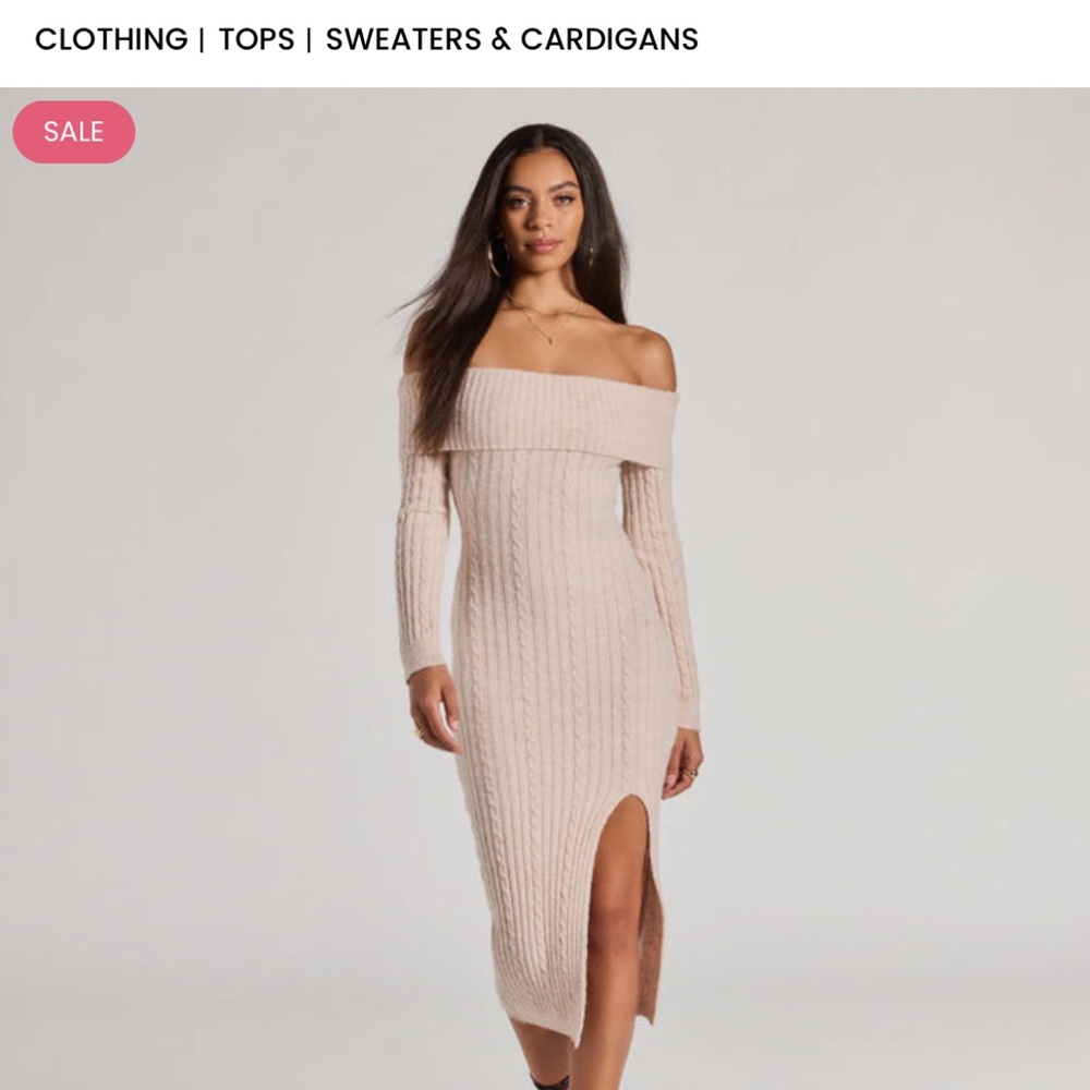 Cream Off-the-Shoulder Sweater with Ribbed Texture